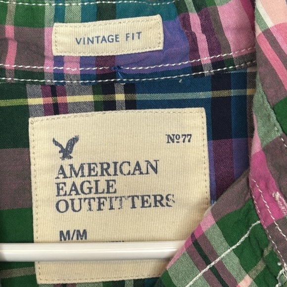 American Eagle Outfitters Men's Plaid Vintage Fit Button Front Top Size Medium - Picture 2 of 6